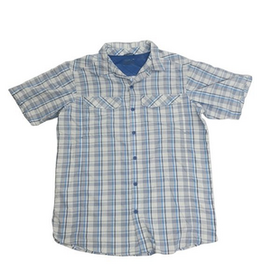 Columbia Mens Size Large Blue Plaid Short Sleeve‎ Button Front Shirt